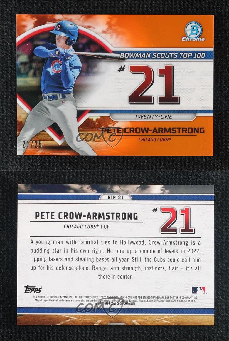 Bowman points de vente Scouts Top 100 Orange Réfracteur 2023 /25 Pete Crow-Armstrong #BTP-21