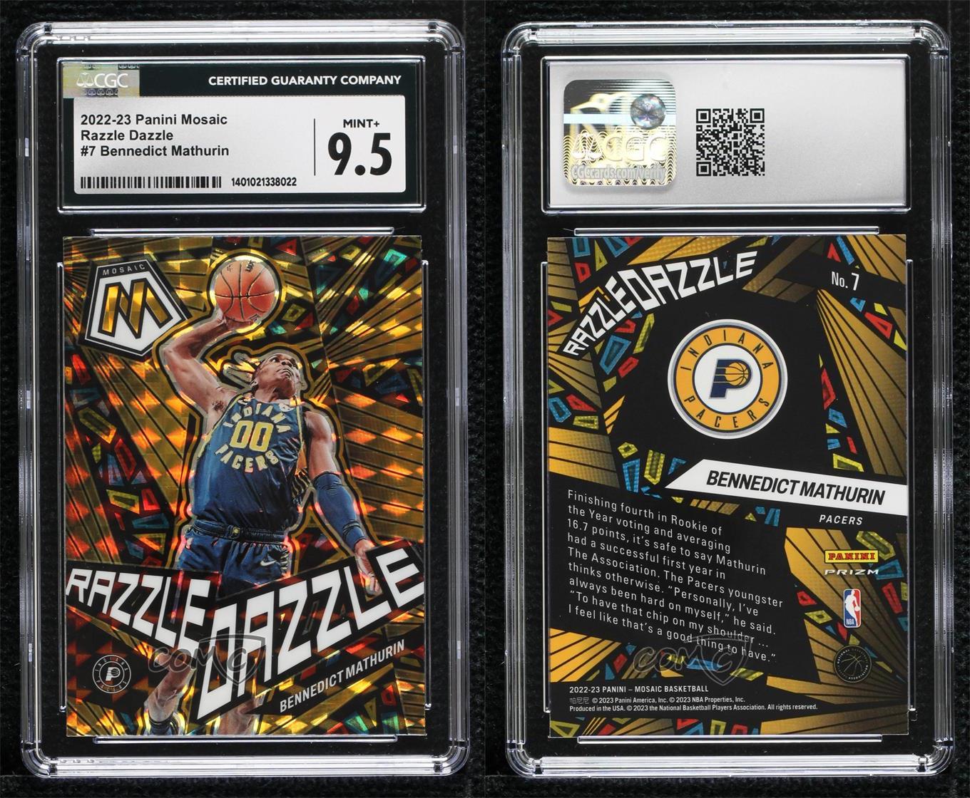 2022 Panini Mosaic Razzle Dazzle Bennedict Mathurin #7 CGC 9.5 Mint+ Rookie RC - Picture 3 of 3