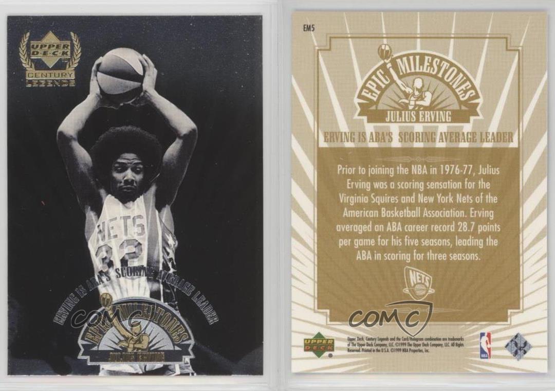 1998-99 Upper Deck Century Legends Epic Milestones Julius Erving EM5 HOF Card