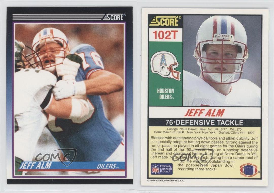 1990 Score Rookie & Traded (Supplemental) 102T Jeff Alm Houston Oilers