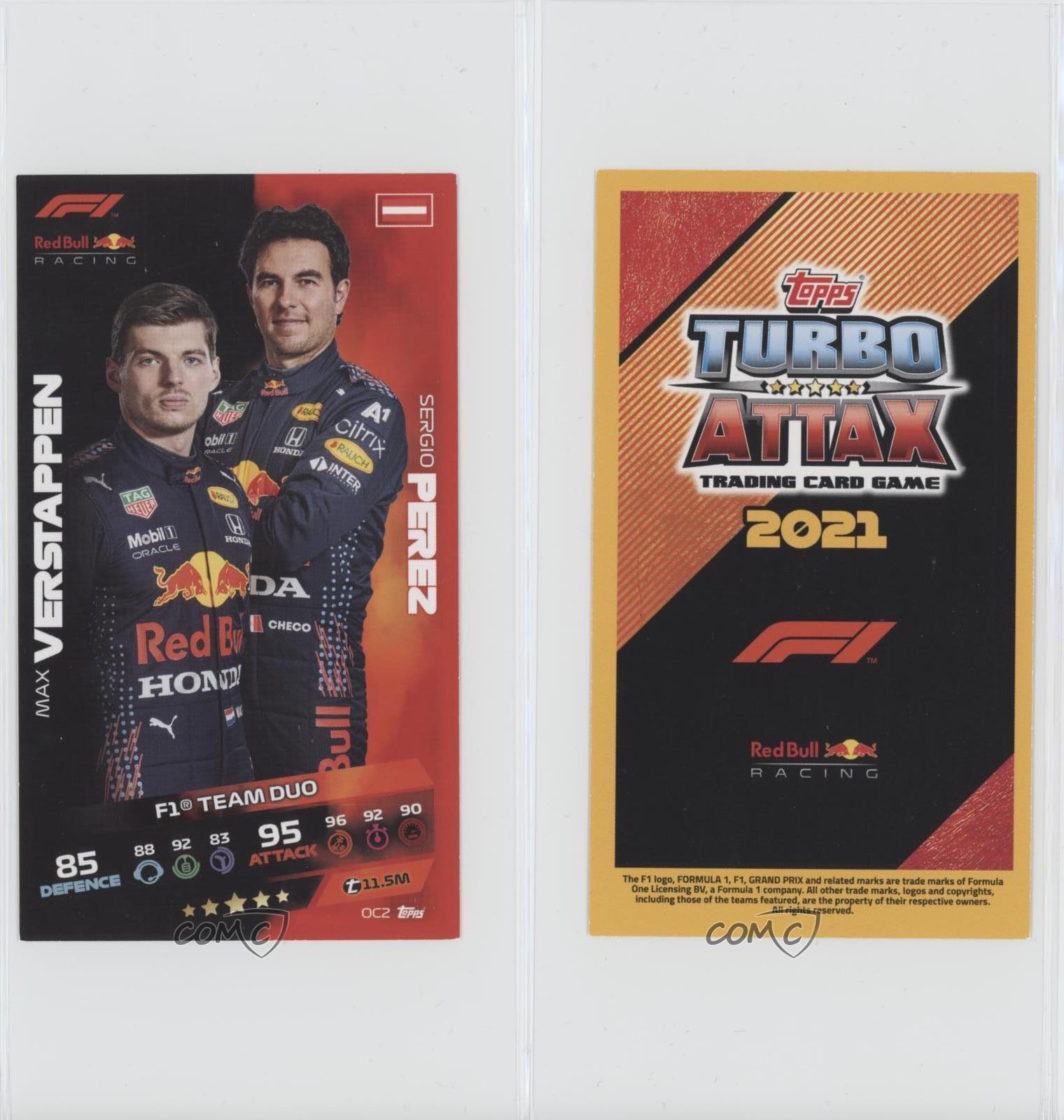 2021 Topps F1 Turbo Attax XL F1 Team Duo Max Verstappen Sergio Perez #OC2