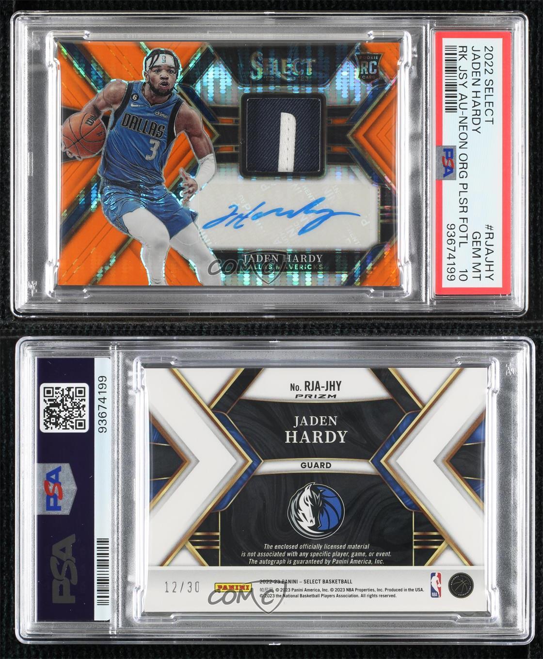 2022 soldes Select FOTL Neon Orange Pulsar Prizm /30 Jaden Hardy PSA 10 GEM MT Auto RC