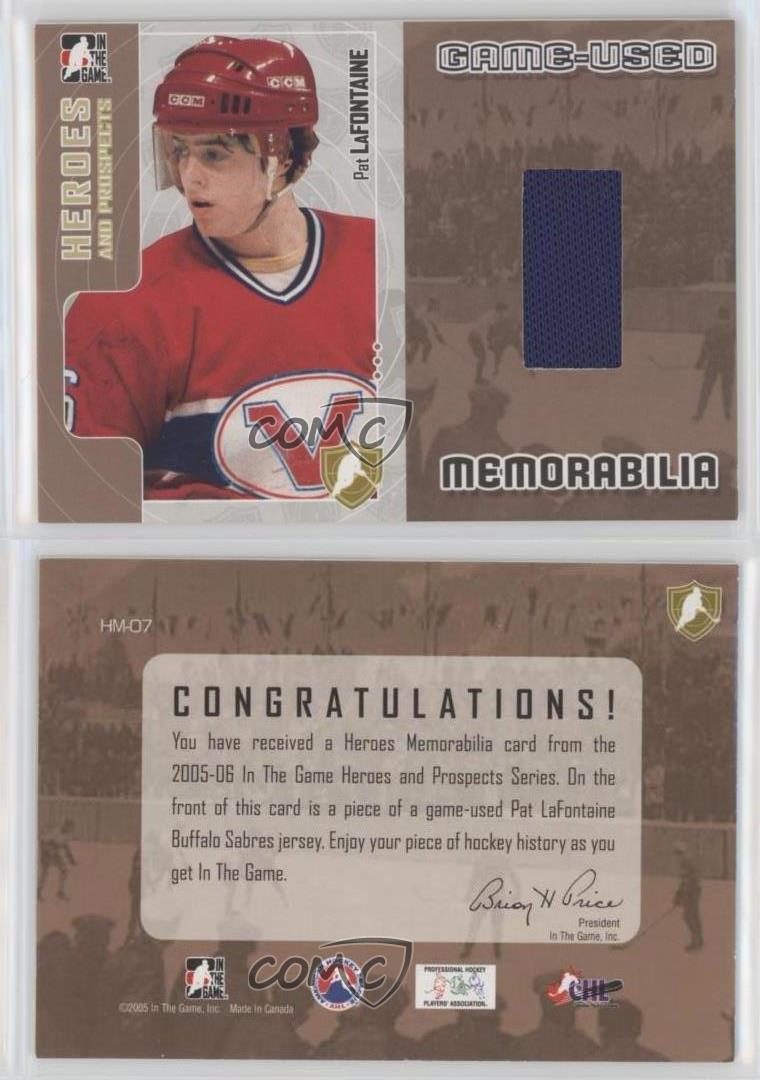 Memorabilia ITG Heroes and Prospects 2005-06 usada en juegos Pat LaFontaine #HM-07 HOF - Imagen 3 de 3