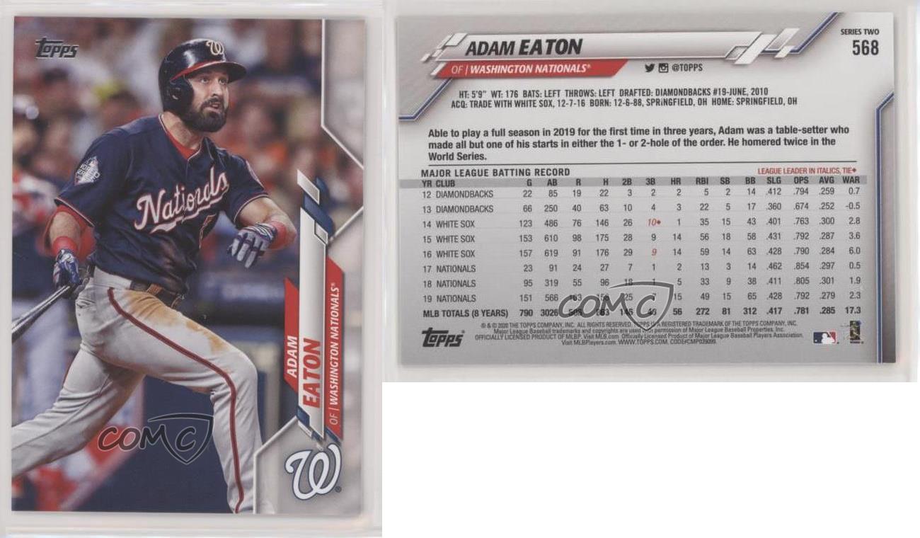 Adam Eaton 2020 Topps Series Two Baseball Card #568 Washington