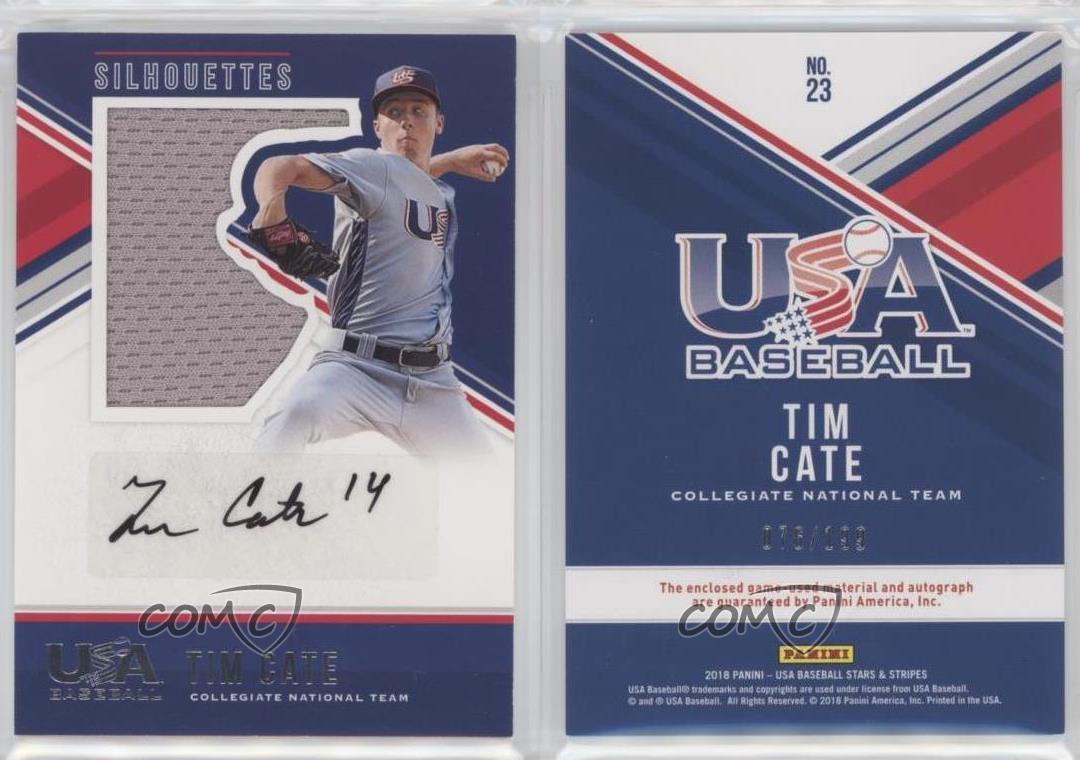 TIM CATE UConn 2017 Panini Stars & Stripes USA Baseball GU Jersey AUTO  #24/199