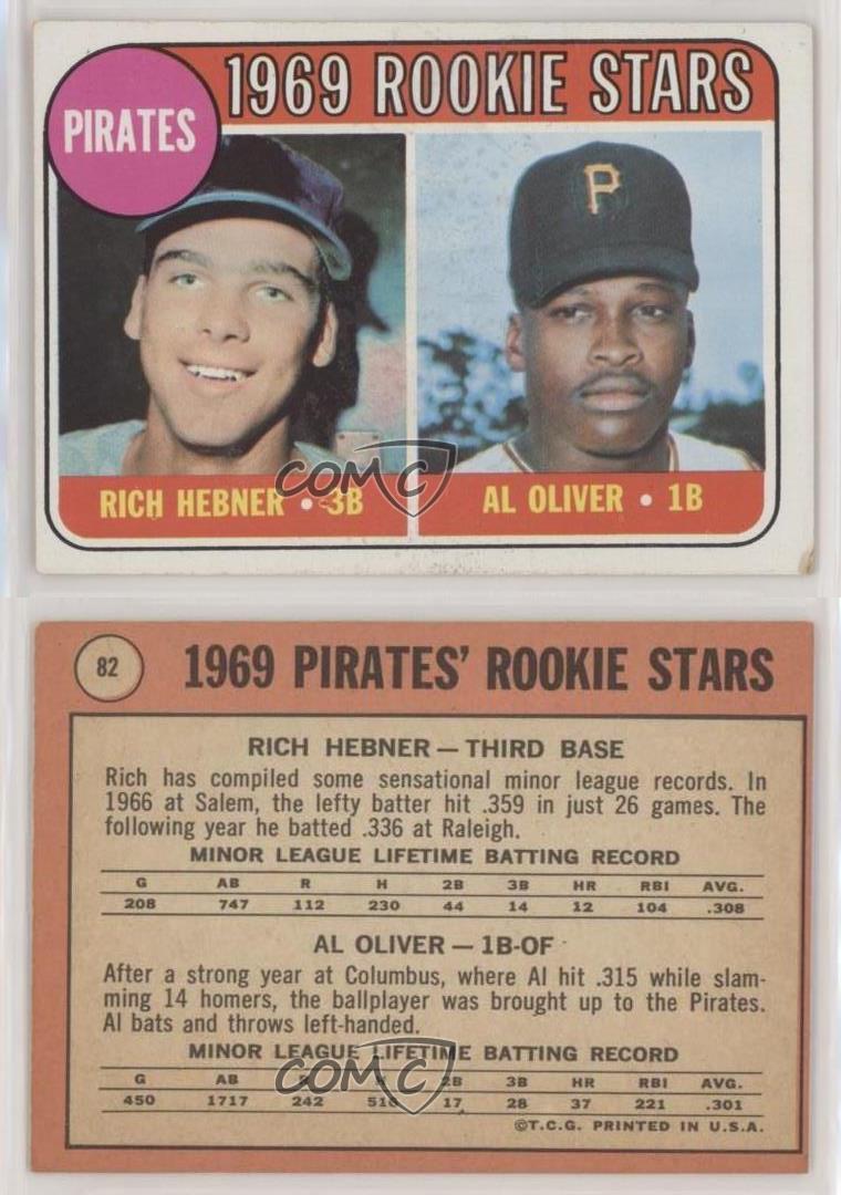 1969 Topps #82 Pirates Rookies Al Oliver / Rich Hebner