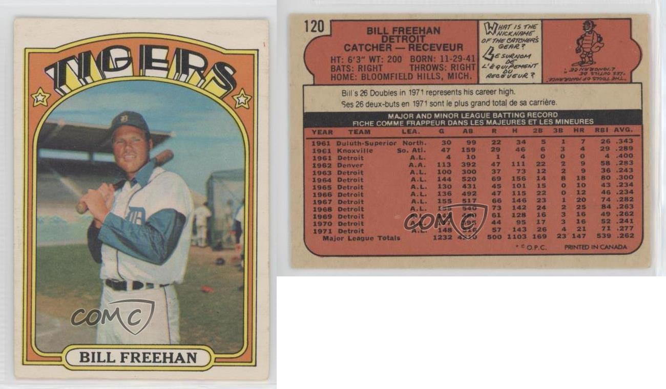  1972 O-Pee-Chee Baseball #120 Bill Freehan Detroit