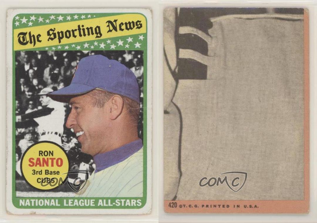 1969 Topps The Sporting News All Star Selection Ron Santo Al Kaline #420 HOF - Bild 4 von 5