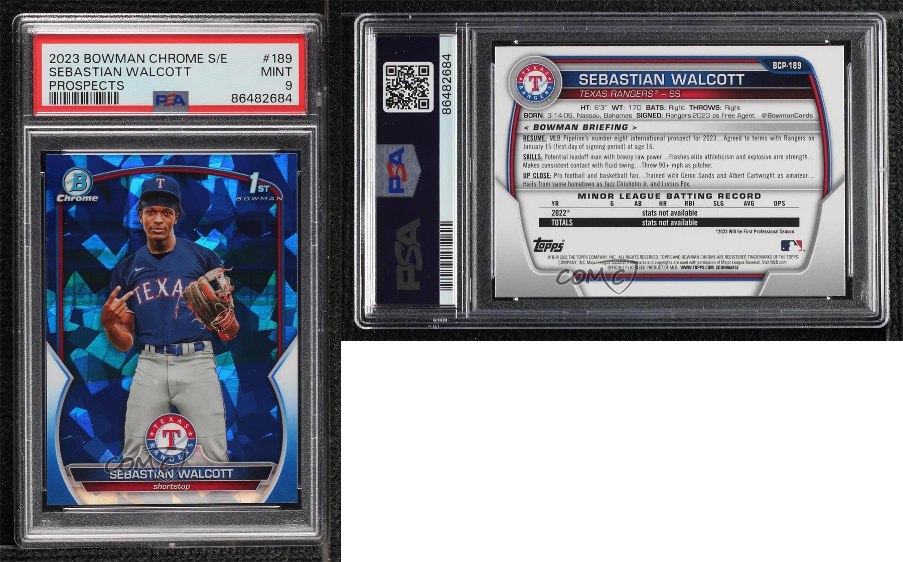 2023 Bowman Chrome Sapphire Edition Prospects Sebastian Walcott PSA 9 MINT - Picture 4 of 4