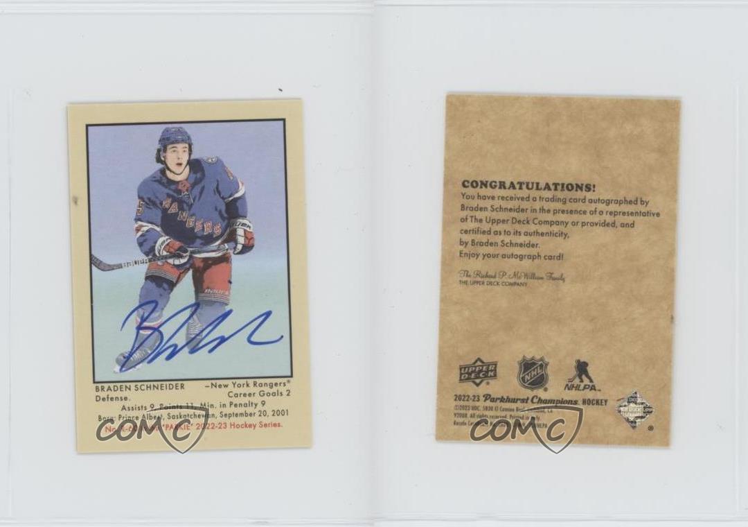 2022 Parkhurst Champions 51 Retros Rookies Braden Schneider #R-60 Rookie Auto RC