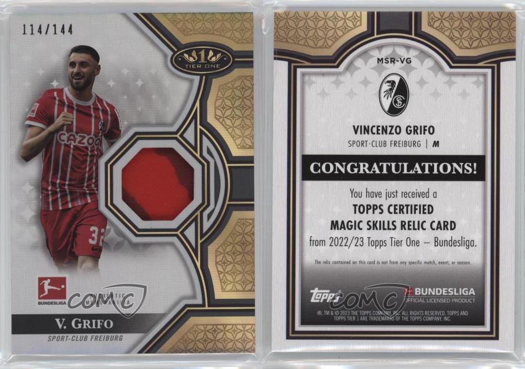 2022 Topps Tier One Bundesliga Magic Skills Relics /144 Vincenzo Grifo #MSR-VG - Bild 3 von 3