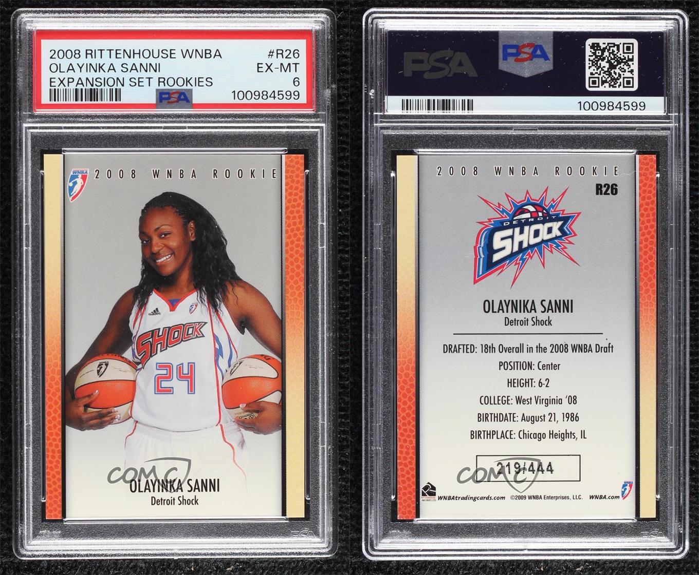 2008 Rittenhouse WNBA Rookies /444 Olayinka Sanni #R26 PSA 6 RC