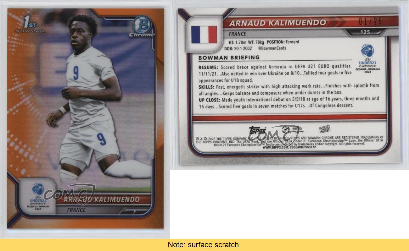 2022-23 Orange Refractor /25 Arnaud Kalimuendo #125 Rookie RC - Picture 3 of 3