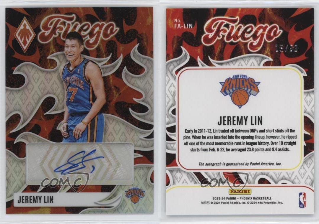 2023-24 Panini Phoenix Fuego Auto/99 Jeremy Lin #FA-LIN Auto - Imagen 3 de 3