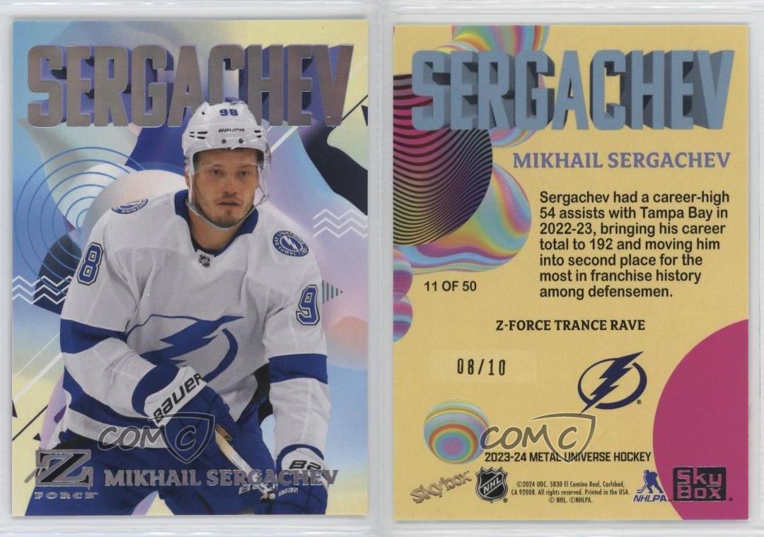 2023 Skybox Metal Universe Z-Force Trance Rave Achievement /10 Mikhail Sergachev - Picture 3 of 3
