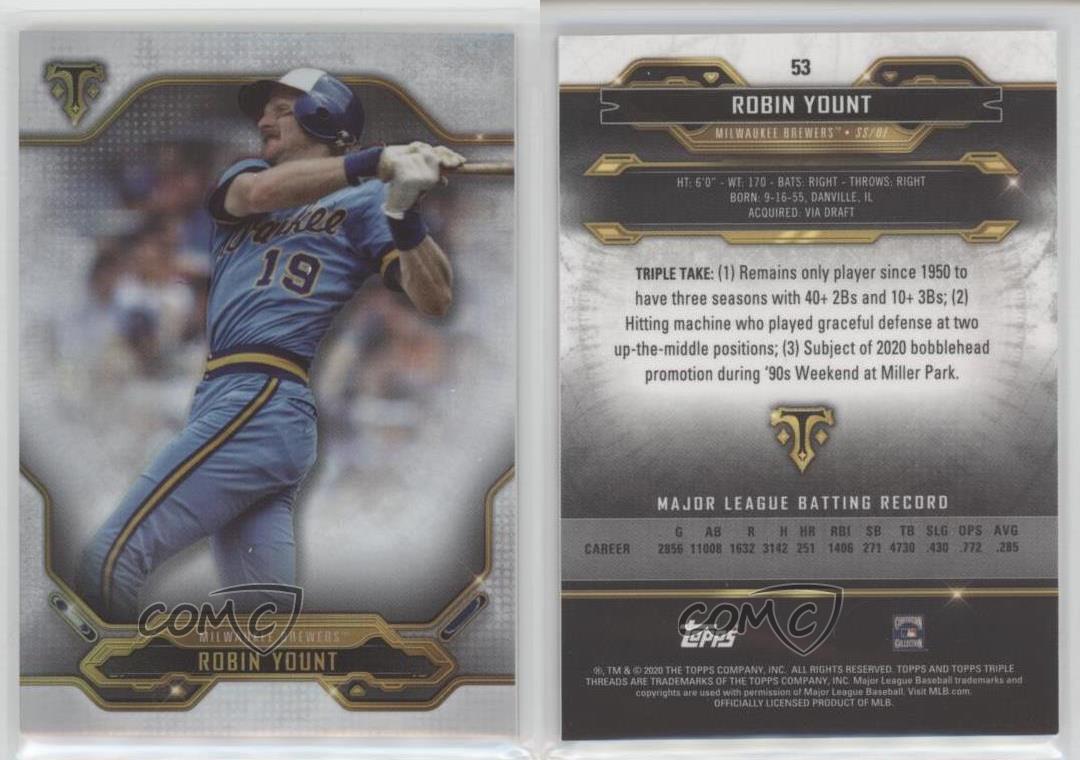 2020 Topps Triple Threads Citrine #53 Robin Yount Brewers 65/75