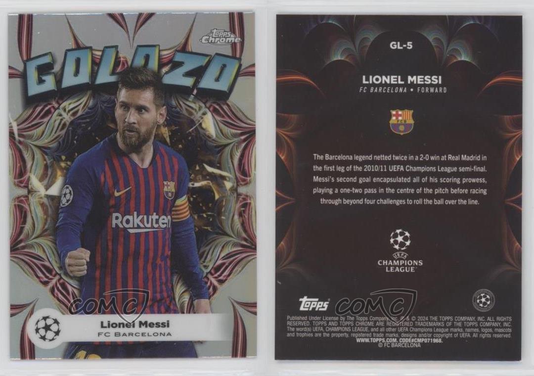 2023-24 Topps Chrome UEFA Club Competitions Golazo Lionel Messi #GL-5