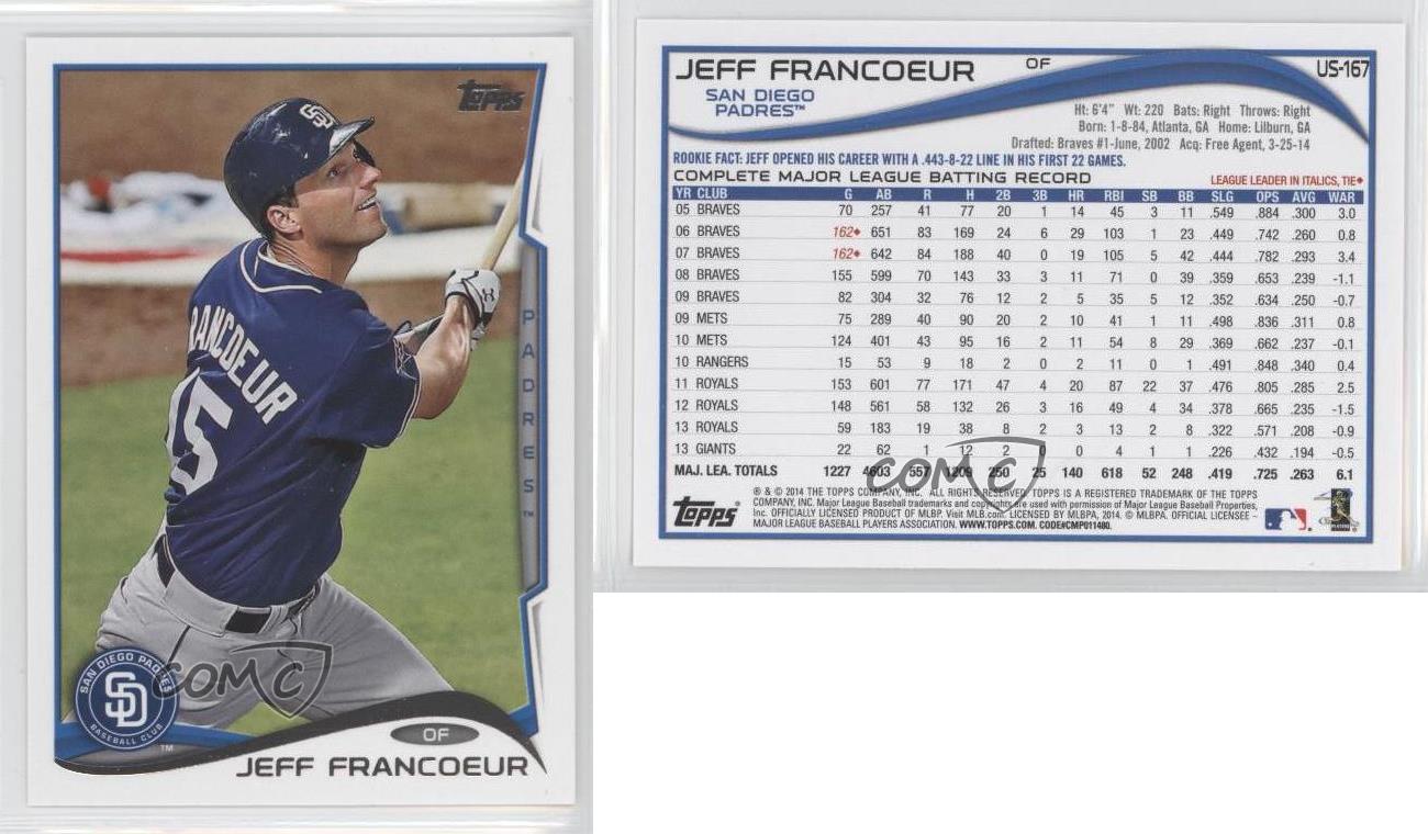 Jeff Francoeur 2014 Topps Update card US-167 San Diego Padres