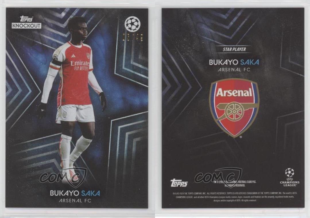 2023-24 Topps UCL Knockout Star Player Azul/49 Bukayo Saka - Imagen 3 de 3