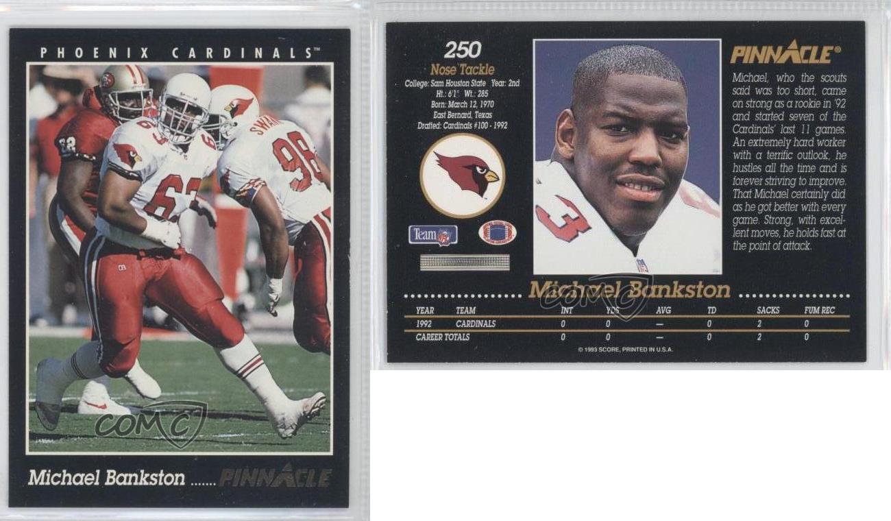 1993 Pinnacle #250 Michael Bankston Arizona Cardinals RC Rookie ...