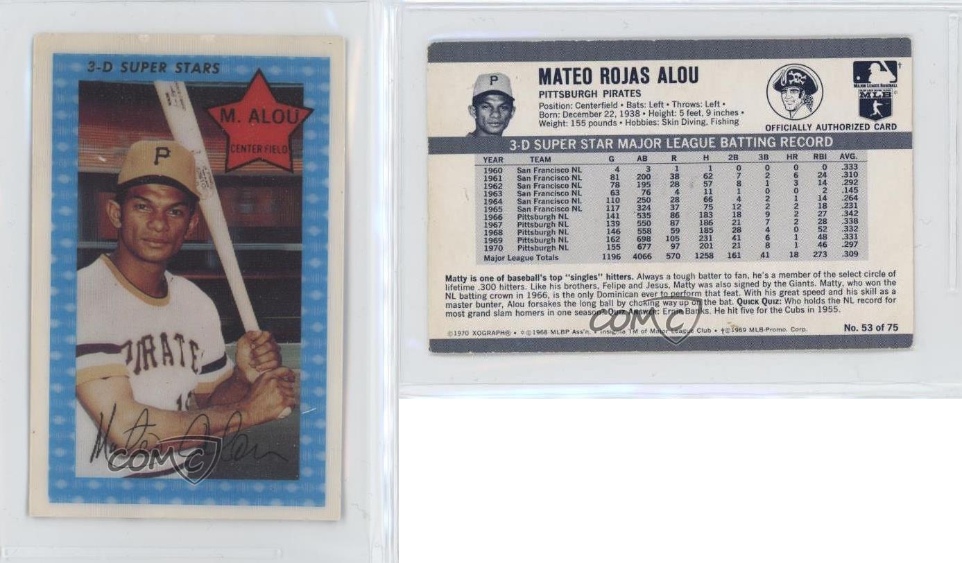 1971 Kellogg's 3-D Super Stars Matty Alou (1970 XOGRAPH 273 Career RBI) #53 - Bild 3 von 4