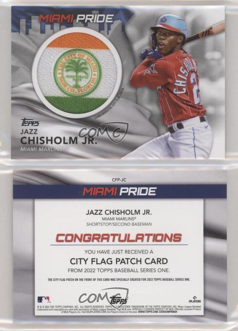 Jazz Chisholm Jr. 2022 Topps Series 1 #CFP-JC Miami Pride City Flag Patch  Card