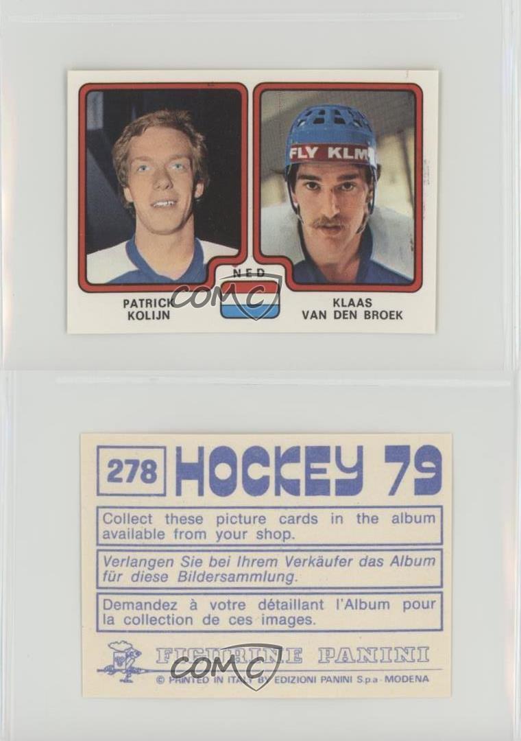 1979 Panini Hockey '79 Stickers Patrick Kolijn Klaas Van Den Broek #278 |  eBay