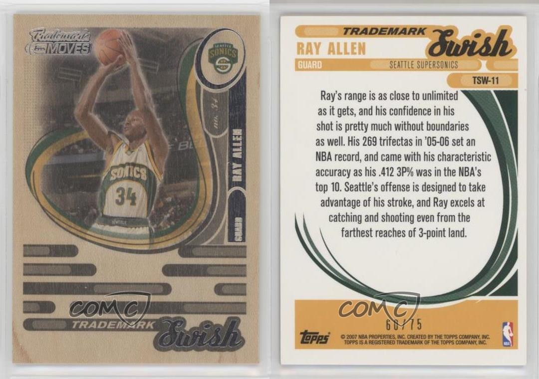 2006-07 Topps Trademark Moves Trademark Swish Wood /75 Ray Allen #TSW-11 HOF