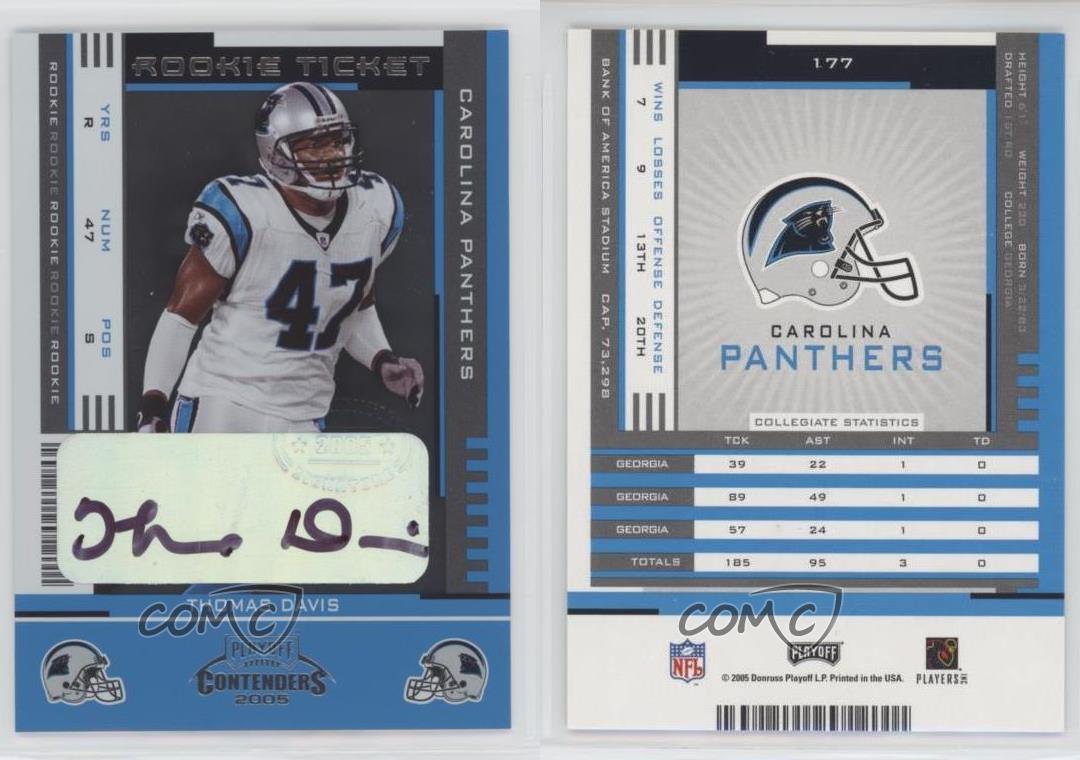 2005 Playoff Contenders Rookie Ticket Thomas Davis #177 Rookie Auto RC