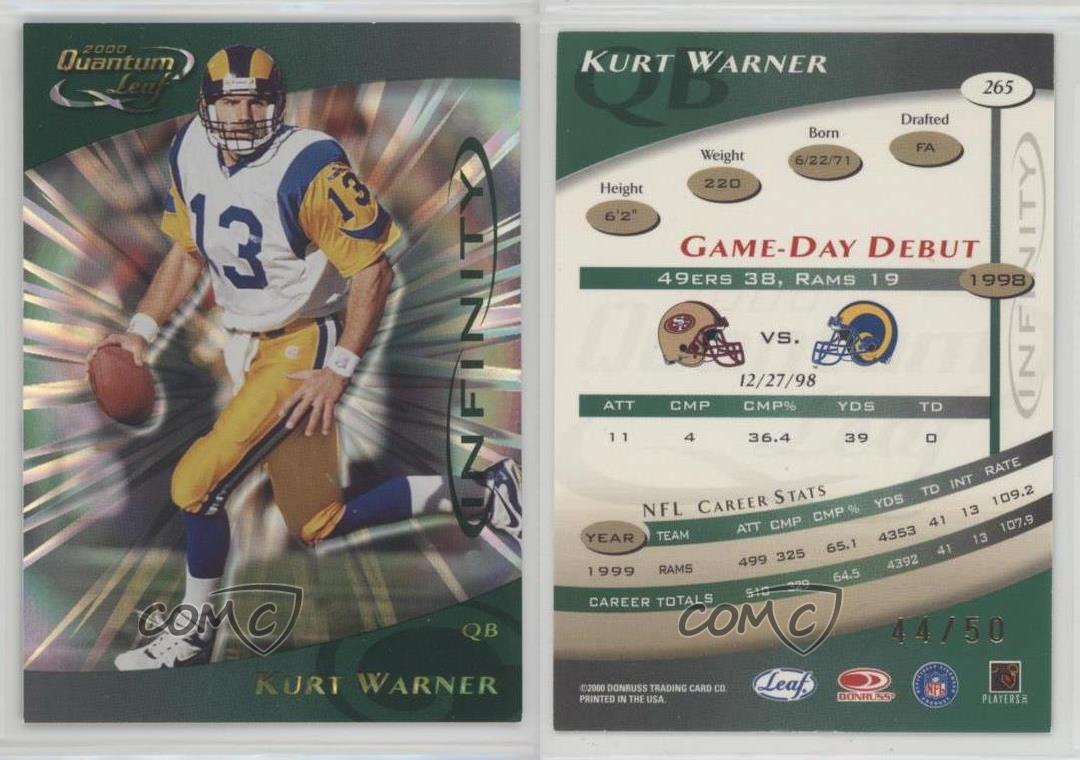 2000 Quantum Leaf - Kurt Warner #265 Infinity Green /50 for
