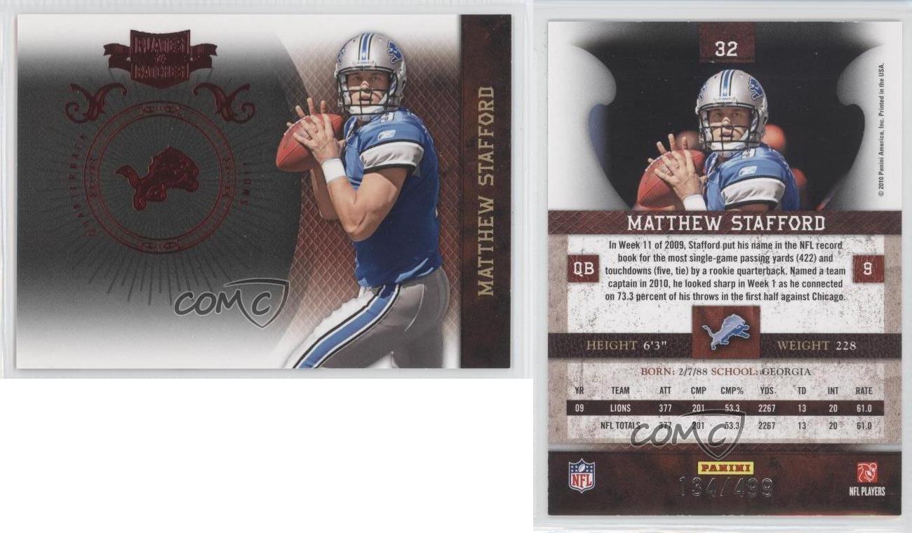 Plaques et patchs Panini 2010 boutiques /499 Matthew Stafford #32
