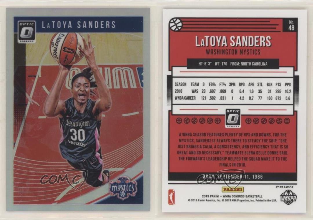 2019 Panini Donruss WNBA Optic Holo LaToya Sanders #48 - Picture 3 of 4