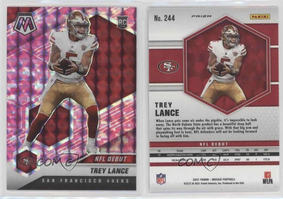 2021 Panini Mosaic #244 Trey Lance RC NFL Debut Pink Camo Prizm 49ers  Rookie 