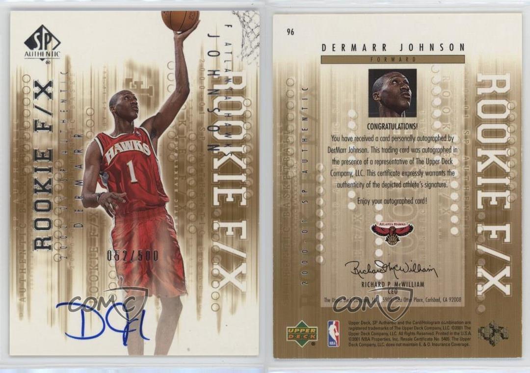 2000-01 SP Authentic Rookie F/X /500 DerMarr Johnson #96 Rookie Auto RC - Picture 4 of 4