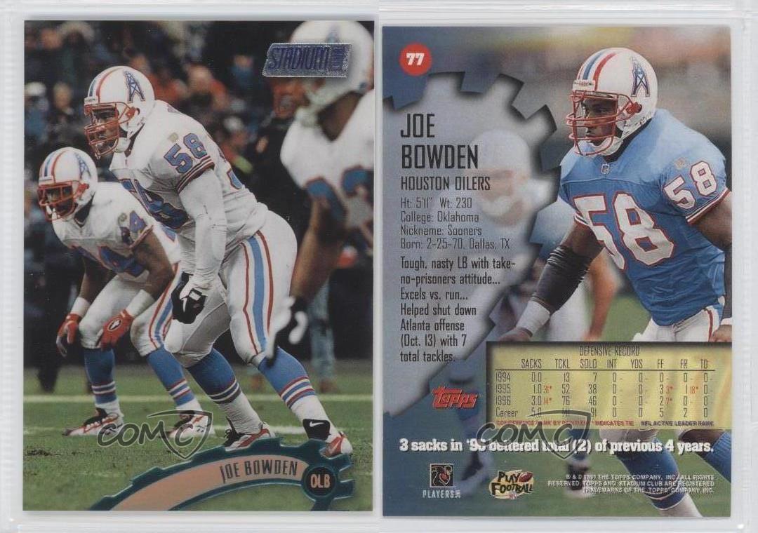 1997 Stadium Club 77 Joe Bowden Houston Oilers Football Card eBay