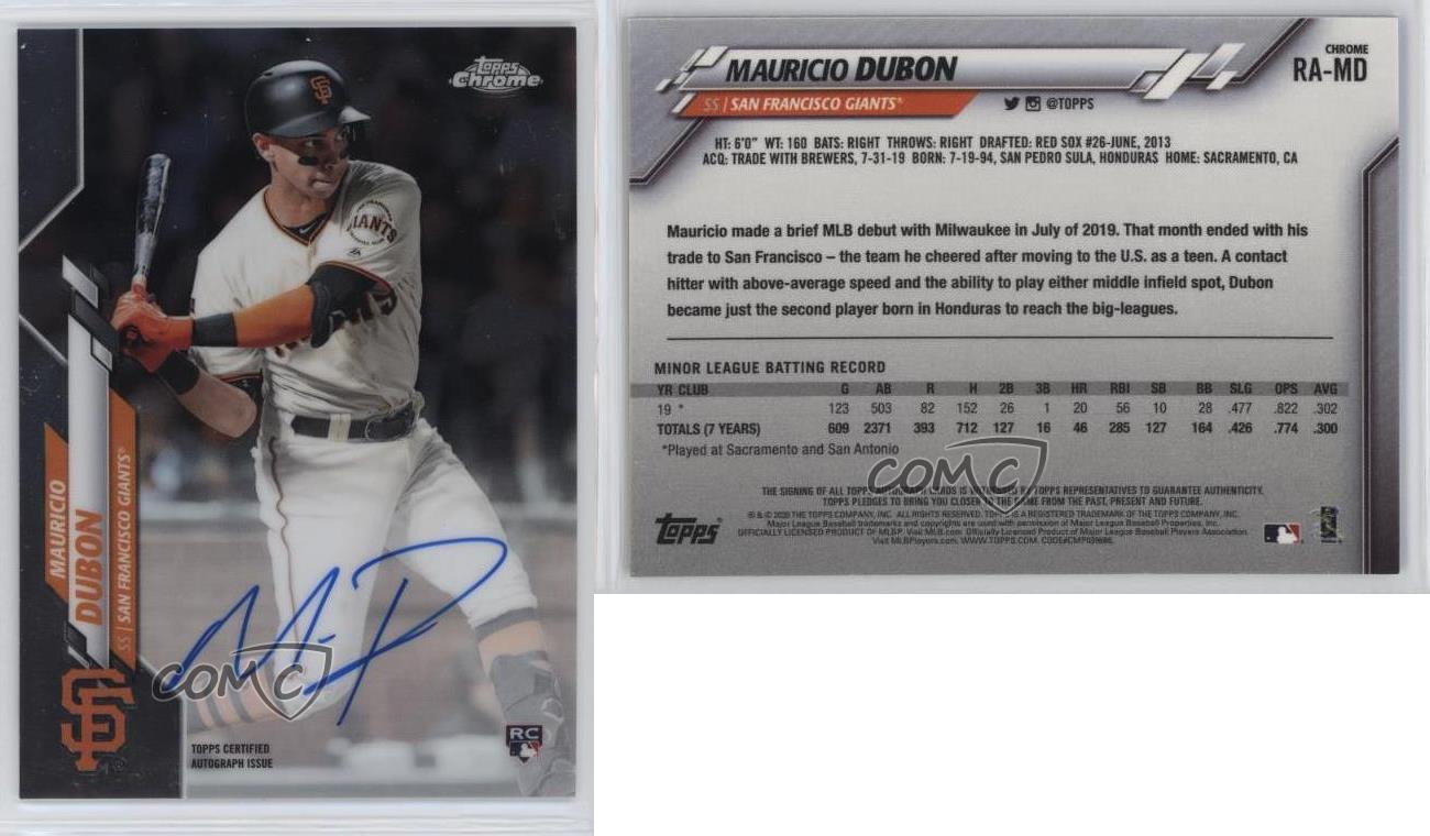 2020 Topps Chrome Rookie Auto Mauricio Dubon #RA-MD Auto RC - Picture 6 of 7
