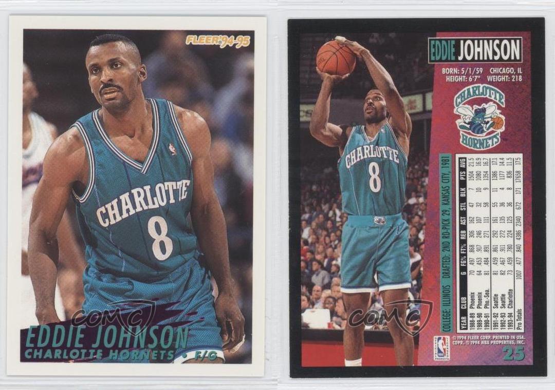 1994-95 Fleer #25 Eddie Johnson Charlotte Hornets Basketball Card 