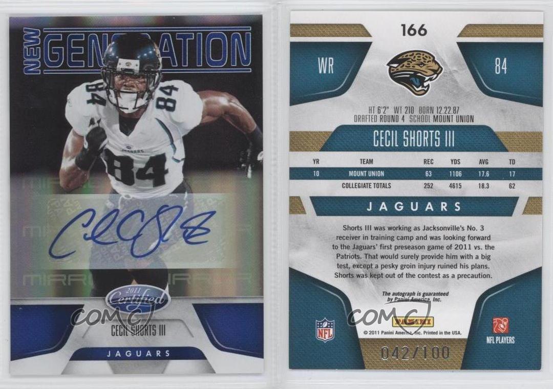 2011 Certified - New Generation Mirror Blue #166 Cecil Shorts /100 (AU, RC)  for sale online | eBay