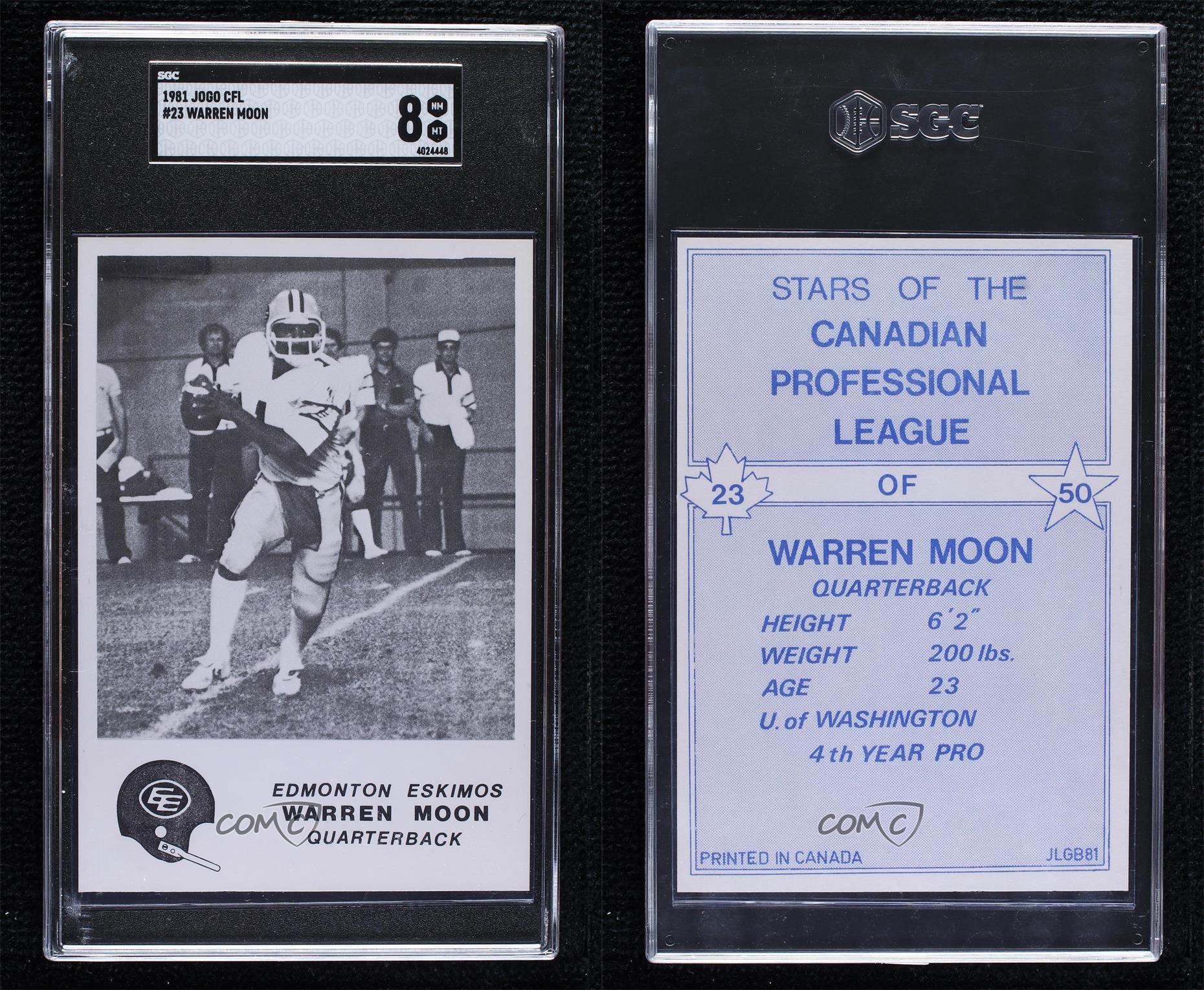 Card Prices  Warren Moon 1981 Jogo CFL Football B&W #23