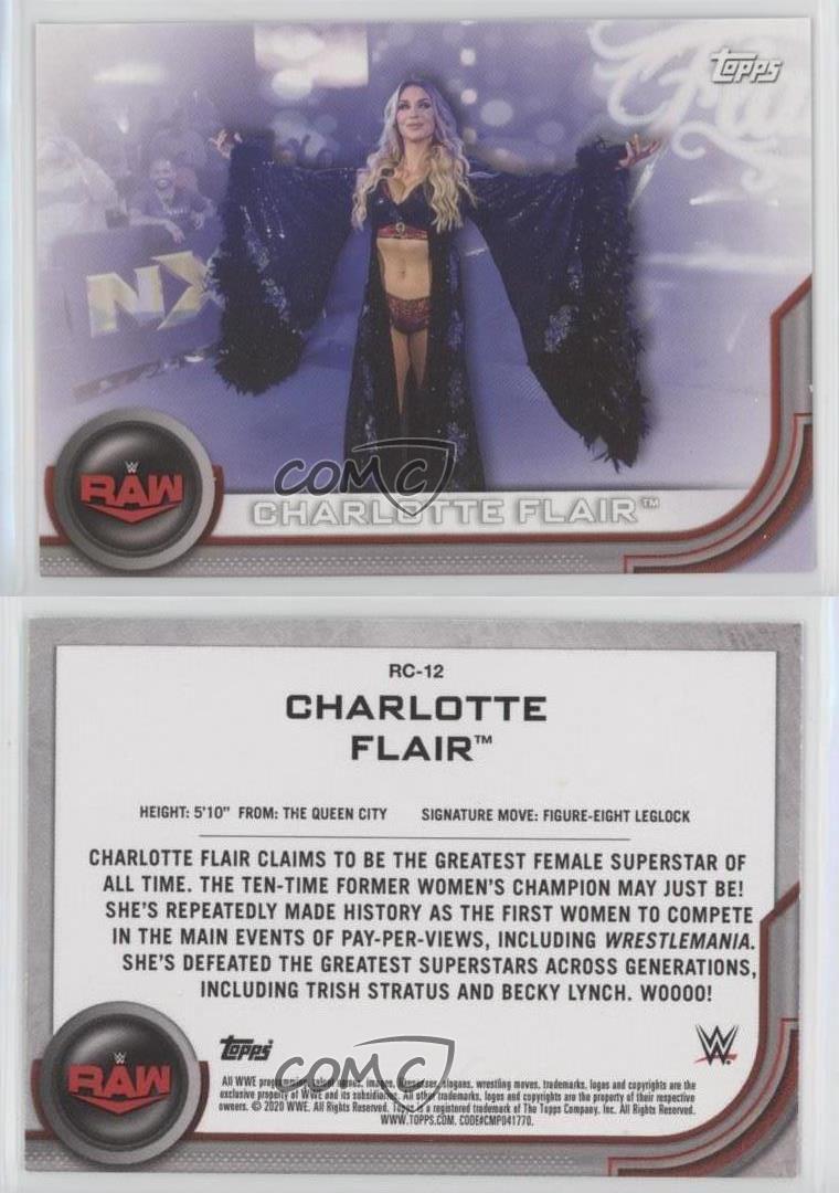 Condition NM or Better 2020 Topps WWE Women's Division Roster #RC-12 Charlotte Flair Raw Official World Wrestling Entertainment Trading Card in Raw 
