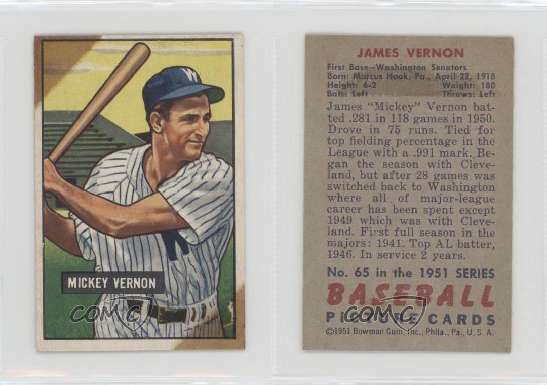 1951 Bowman Mickey Vernon #65 