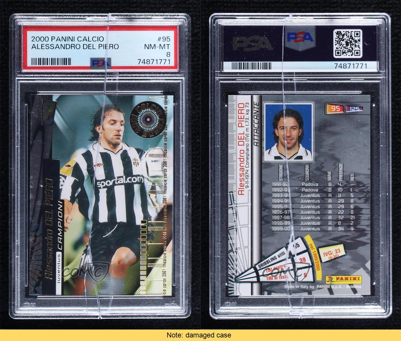 2001 Panini Calcio Alessandro Del Piero #95 PSA 8 - Picture 3 of 3