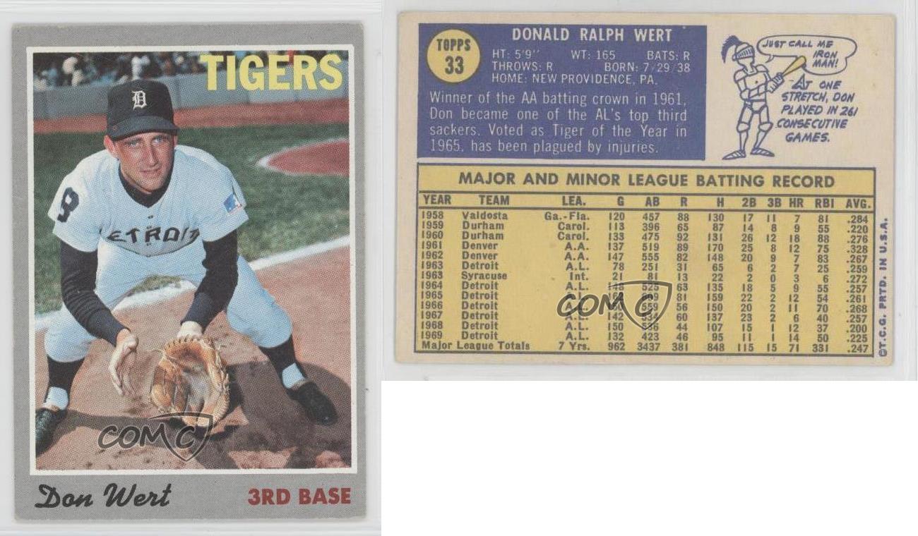 1970 Topps #33 Don Wert Detroit Tigers Baseball Card | eBay
