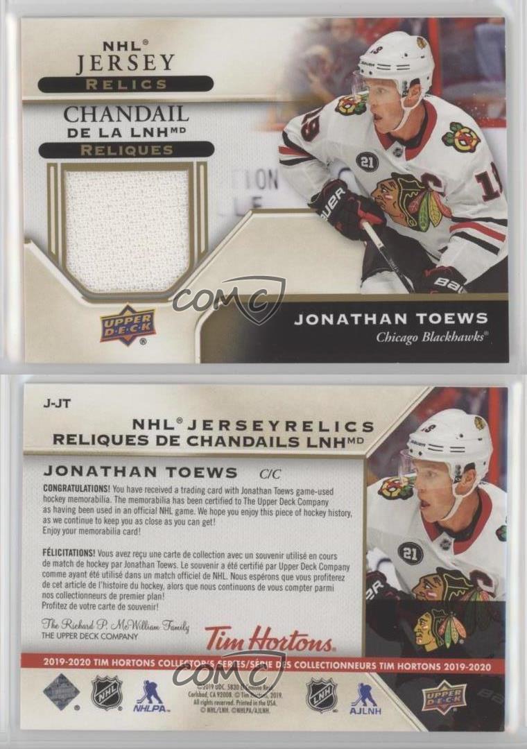 2019 Upper Deck Tim Hortons Collector's Series NHL Jersey Relics Jonathan Toews - Picture 3 of 4