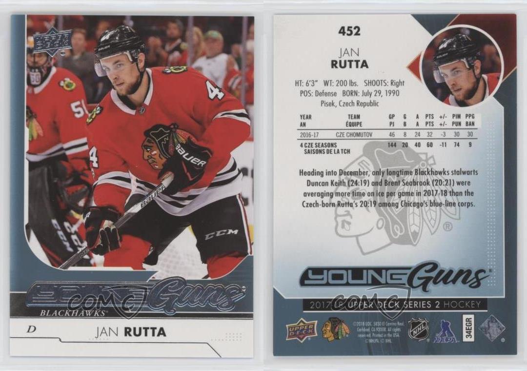 2017-18 Upper Deck Young Guns Jan Rutta #452 Rookie RC