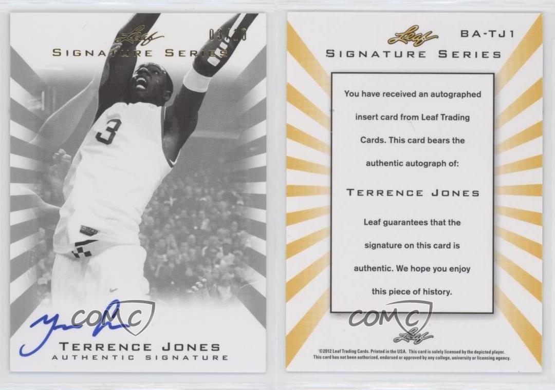 2012 Leaf Signature Series /10 Terrence Jones #BA-TJ1 Rookie Auto RC - Foto 4 di 4