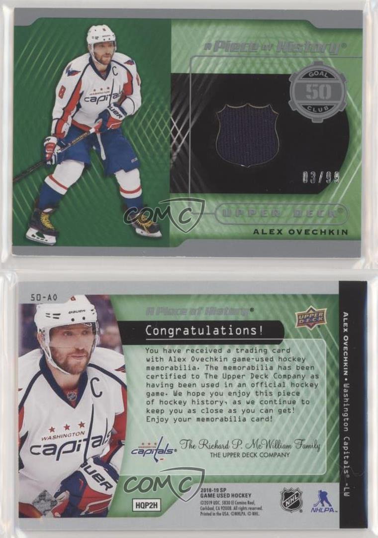 2018-19 SP Game Used A Piece of History: 50 Goal Season Club /99 Alex Ovechkin - Picture 3 of 3