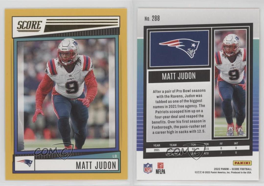 : 2022 SCORE #288 MATT JUDON NEW ENGLAND PATRIOTS