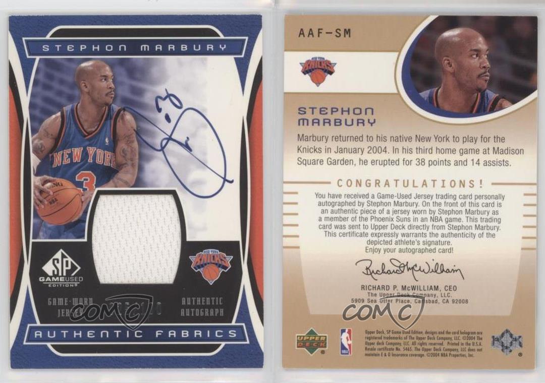 2004-05 SP Game Used Authentic Fabrics Auto /100 Stephon Marbury #AAF-SM Auto - Picture 3 of 3