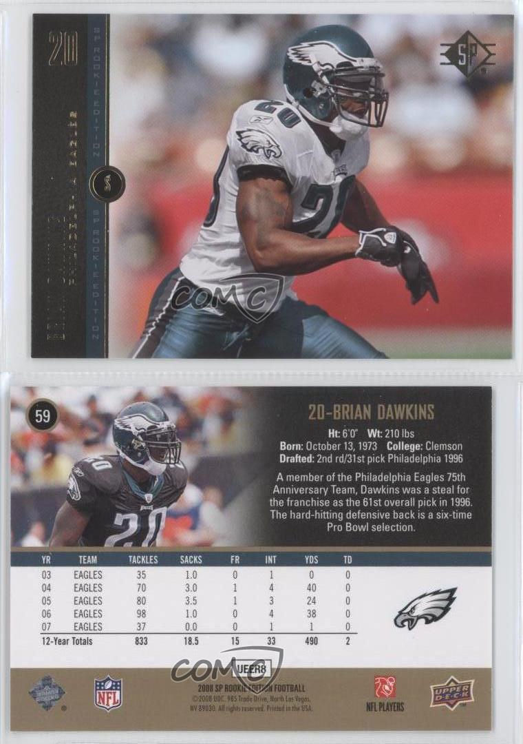 2008 SP Rookie Edition 59 Brian Dawkins Philadelphia Eagles Football